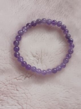 Source Unknown Purple Amethyst Beaded Stretch Bracelet
